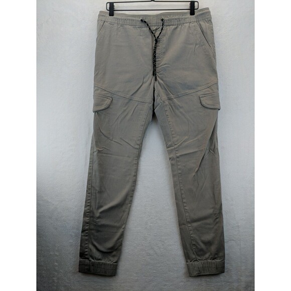Burnside Cargo Drawstring Joggers Men's Large Khaki/Tan Pants Casual - Picture 1 of 11
